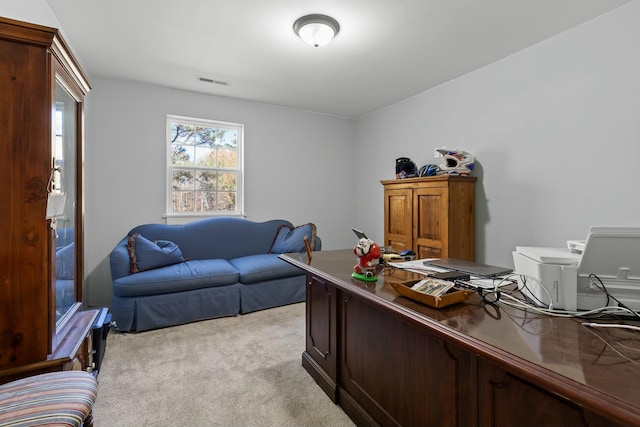 view of carpeted office space