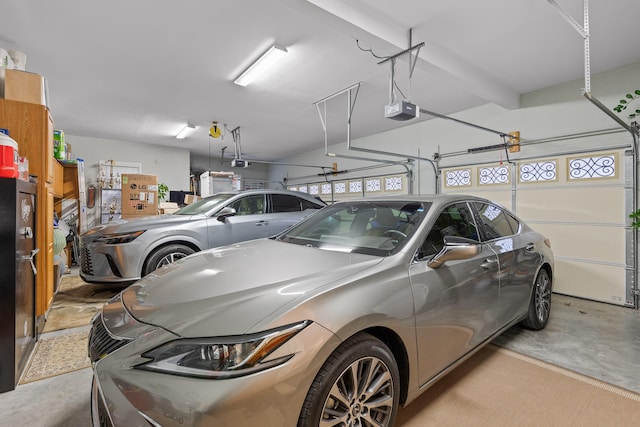 garage with a garage door opener