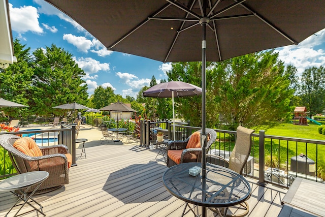 deck featuring a playground