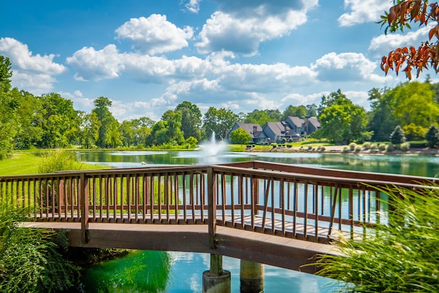 view of dock featuring a water view