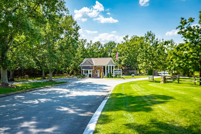 view of front of home with a front yard