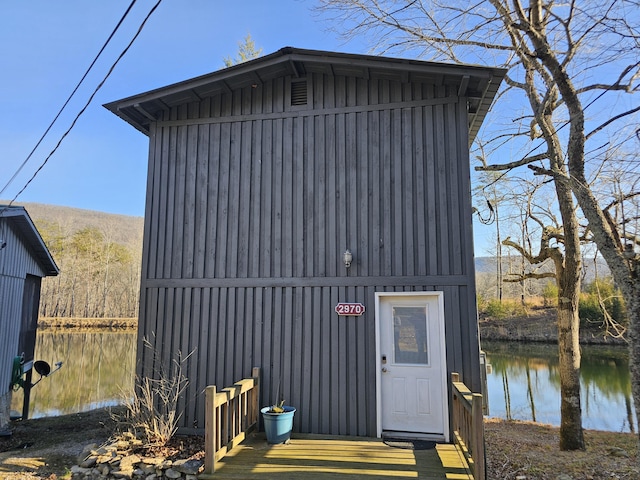 view of outdoor structure featuring a water view