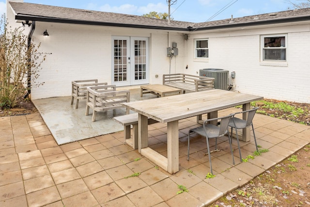 view of patio / terrace with central air condition unit and french doors