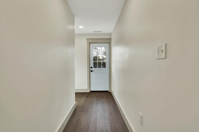1024 Hurst St, East Ridge, TN 37412 - doorway to outside with baseboards, dark wood-style floors, and recessed lighting