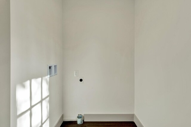 1024 Hurst St, East Ridge, TN 37412 - washroom with electric dryer hookup, baseboards, hookup for a washing machine, and dark wood-style flooring