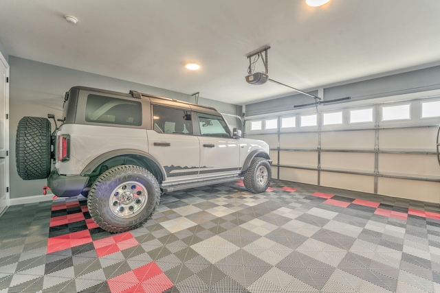 garage with a garage door opener