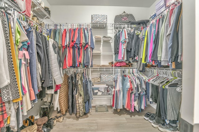 walk in closet featuring light wood-type flooring