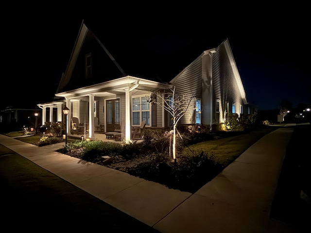 view of front facade featuring covered porch