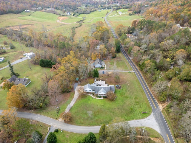 drone / aerial view featuring a rural view