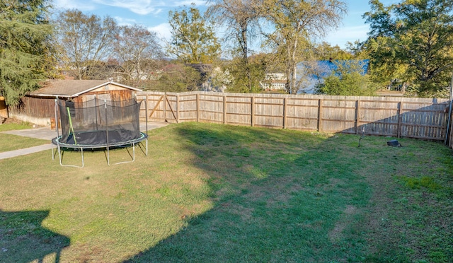 view of yard featuring a trampoline