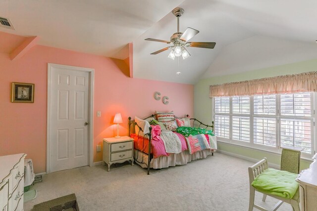 289 Magnolia Pl, Ringgold, GA 30736 - bedroom with lofted ceiling, carpet flooring, baseboards, and ceiling fan