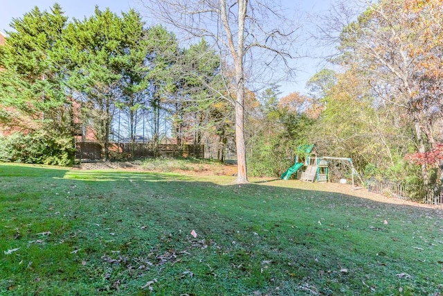 view of yard with a playground