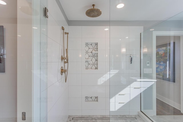 bathroom featuring walk in shower