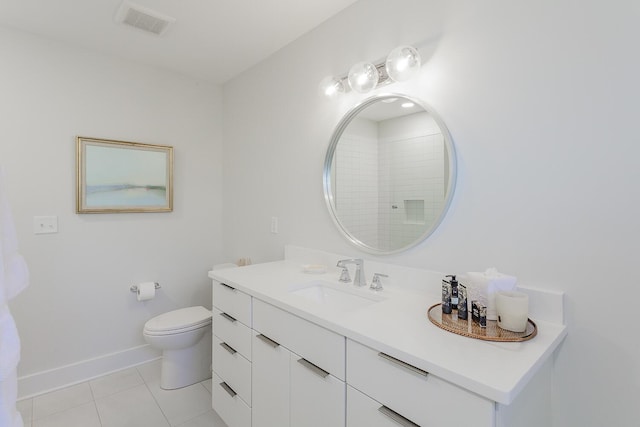 bathroom with tile patterned flooring, vanity, and toilet