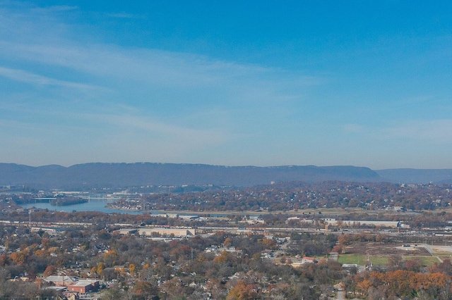 view of mountain feature featuring a water view