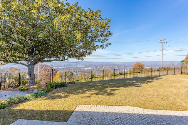 view of yard with a mountain view and a rural view