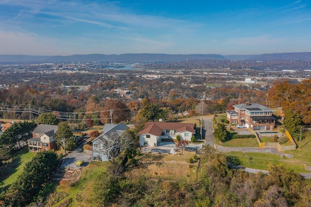 aerial view with a mountain view