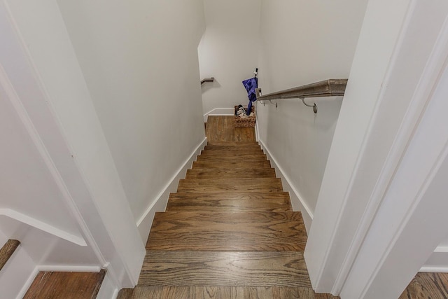 stairs with wood-type flooring