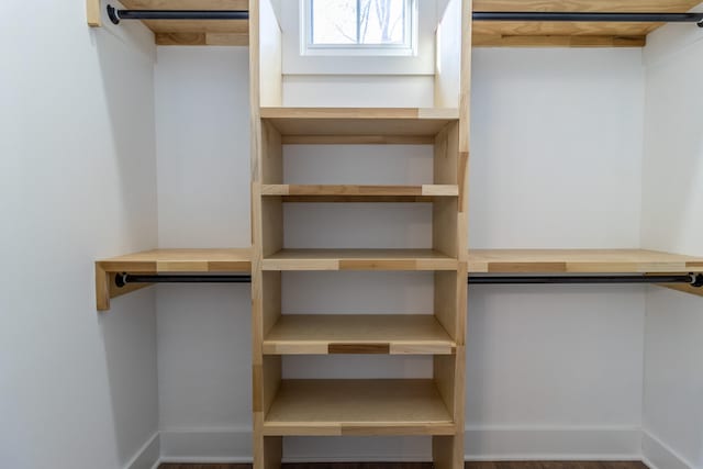 spacious closet featuring hardwood / wood-style flooring