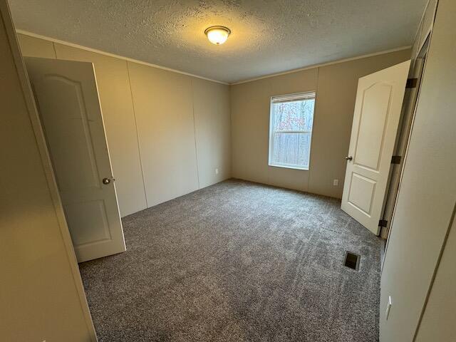 carpeted spare room featuring a textured ceiling