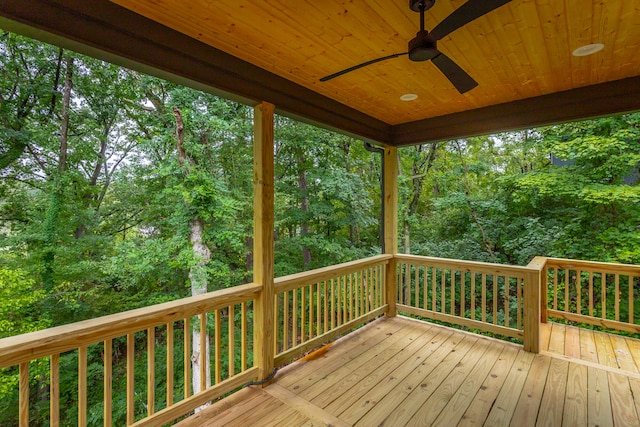 deck featuring ceiling fan