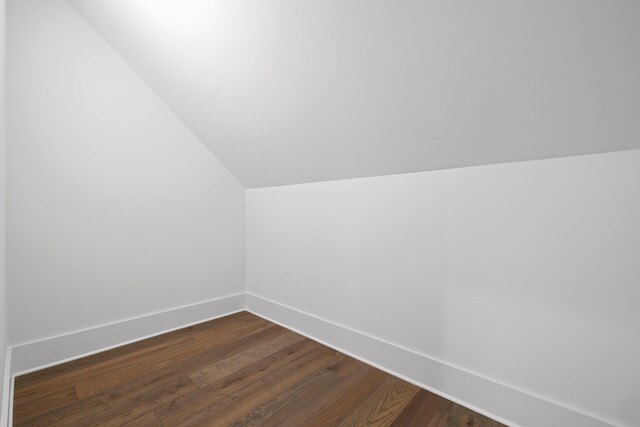 additional living space featuring dark hardwood / wood-style flooring and lofted ceiling