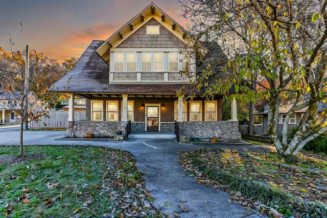 craftsman inspired home with covered porch