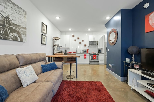 living room with sink