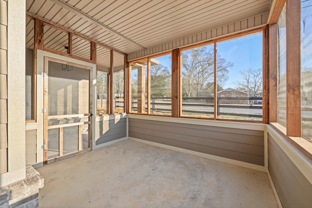 view of unfurnished sunroom