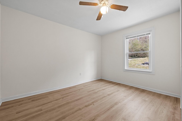 unfurnished room featuring ceiling fan and light wood-type flooring