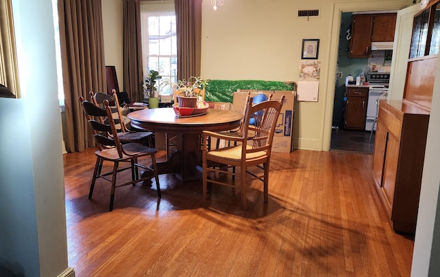 dining room featuring visible vents and light wood finished floors