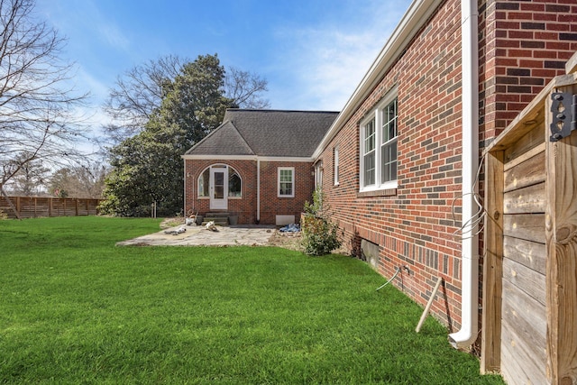 exterior space featuring a patio area, entry steps, and fence