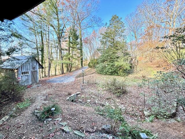 view of yard featuring an outbuilding