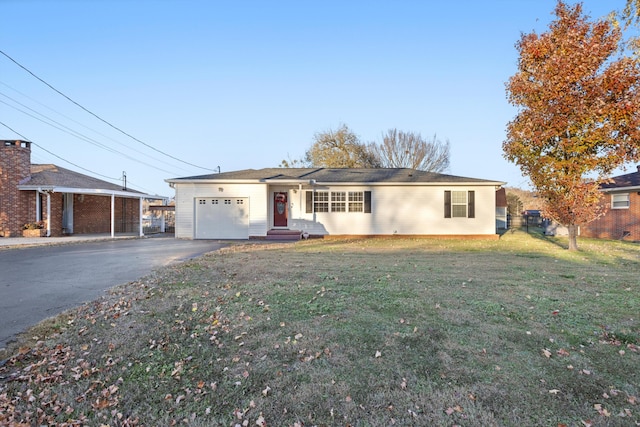 single story home with a front yard