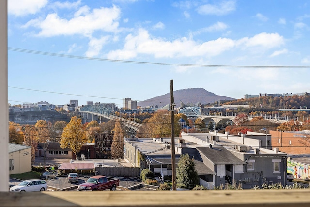 exterior space featuring a mountain view