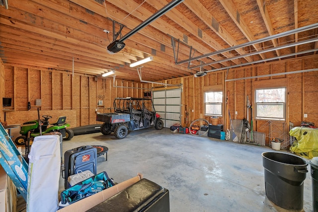 garage with a garage door opener