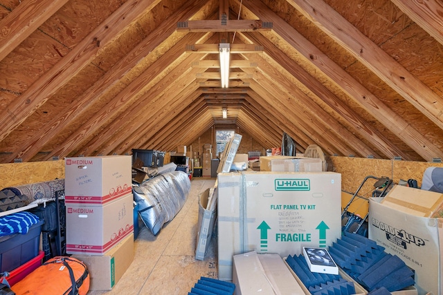 view of unfinished attic