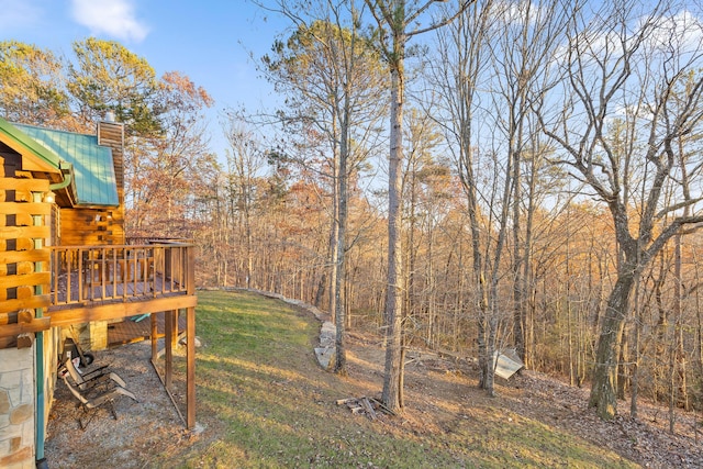 view of yard with a deck