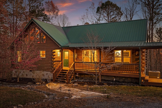 view of log home