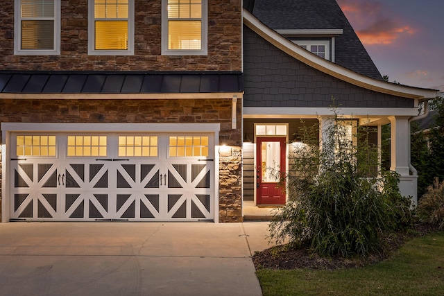 view of front of house with a garage