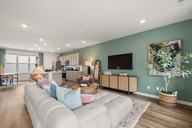 living room featuring light hardwood / wood-style flooring