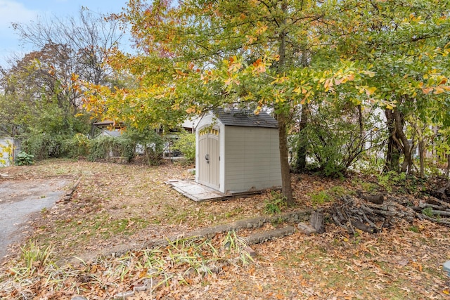 view of yard with a storage unit