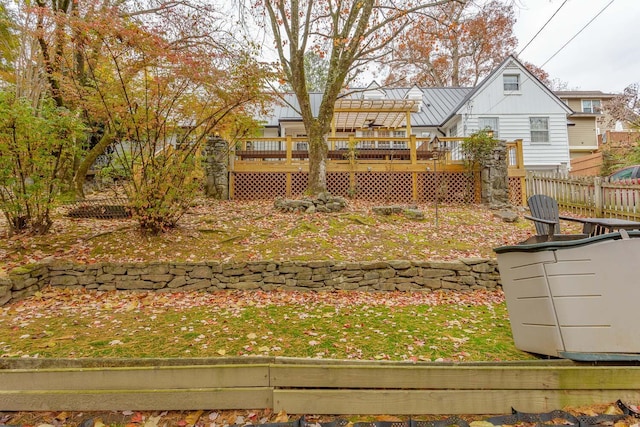 view of yard featuring a deck