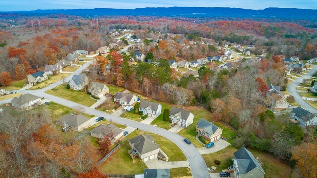 birds eye view of property featuring a mountain view