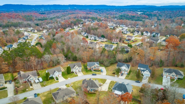 birds eye view of property with a mountain view