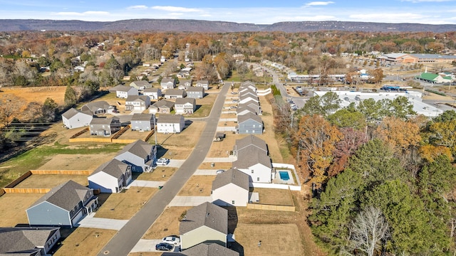 aerial view with a mountain view