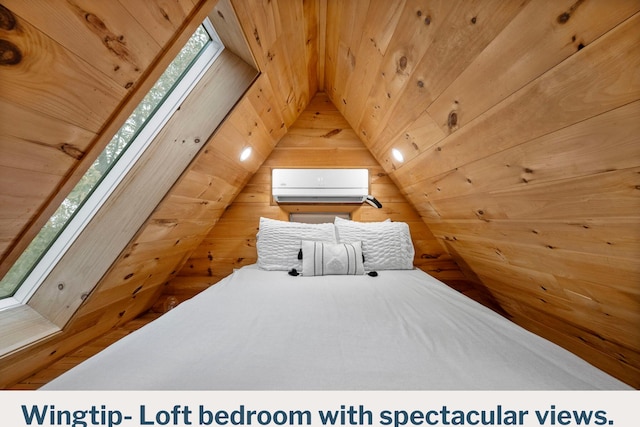 9193 Scenic Hwy, Lookout Mountain, GA 30750 - bedroom with wooden walls, wood ceiling, and lofted ceiling
