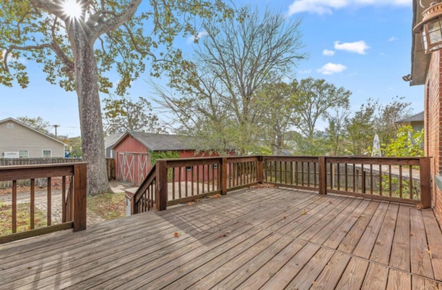 deck with a shed