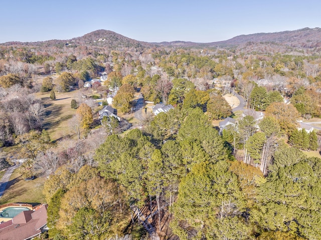 birds eye view of property with a mountain view