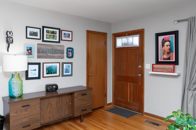 entrance foyer with light hardwood / wood-style flooring